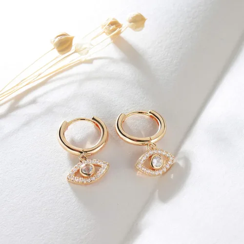 Miniatura 6 de VACRONA - Aretes tipo arracadas para mujer, chapados en oro de 14 quilates, diseño de aro de arracada