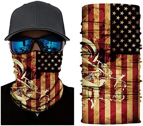 Pañuelo patriótico con bandera estadounidense y calavera para el cuello bandana de tubo para deportes y exteriores bufanda y polaina para el cuello