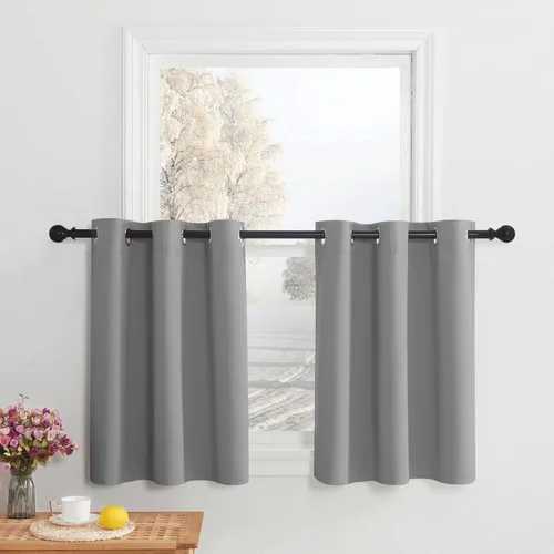 Miniatura 102 de NICETOWN Cortinas opacas de cocina para ventana sobre el fregadero, aislamiento térmico, decoración del hogar, pequeños niveles opacos con ojales
