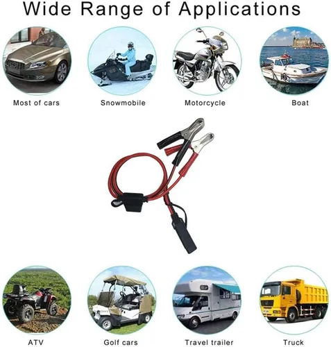 Miniatura 3 de Clips SAE a Cocodrilo – Abrazadera de cargador de batería de 2 pies, cable de extensión de cargador de goteo de 12 V-24 V, cable de extensión