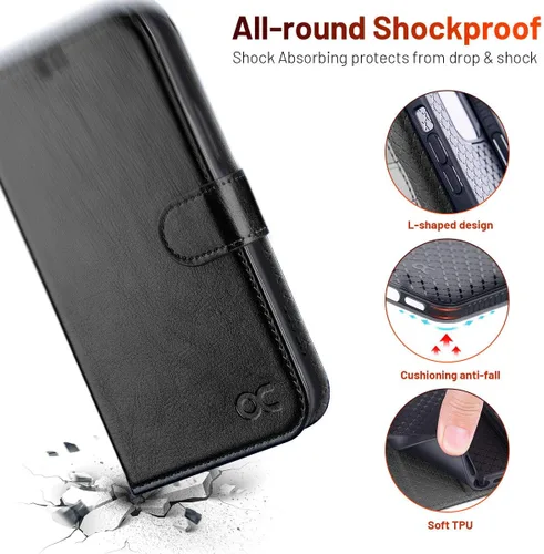 Miniatura 6 de OCASE Compatible con iPhone 12 Case/Compatible con iPhone 12 Pro Wallet Case, funda tipo cartera de piel sintética con tapa y tarjeteros con bloqueo