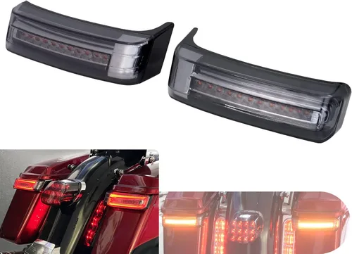 Miniatura 7 de Luces traseras de alforja para motocicleta, freno de marcha, lámpara LED de señal de giro apta para Harley Touring Street Glide Road Glide Road King