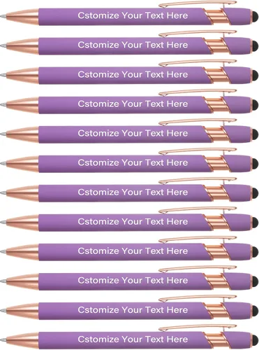 Miniatura 14 de Kingluu 12 bolígrafos personalizados con punta de lápiz capacitivo, grabado gratis, tinta negra, bolígrafo personalizado con tu nombre, logotipo