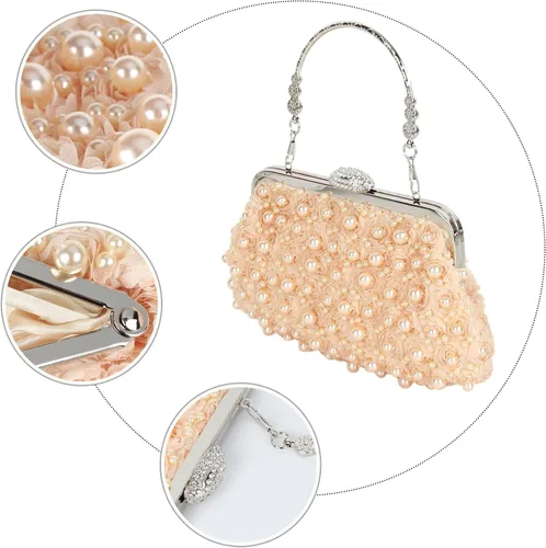 Miniatura 3 de Women Mini False Pearls Evening Handbag Clutch Metal Top-handle Bag Chain Strap Cross-body Bag