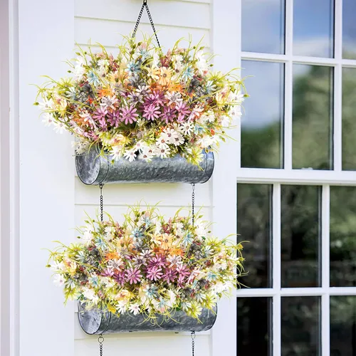 Miniatura 3 de 6 paquetes de flores silvestres artificiales para exteriores, margaritas falsas resistentes a los rayos UV, ramos de flores silvestres de seda