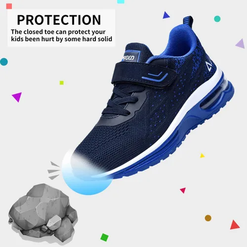 Miniatura 5 de MEHOTO Tenis de correr para niños, tenis atléticos, para caminar, trotar, deportes, ligeros, transpirables, para niños y niñas, Negro