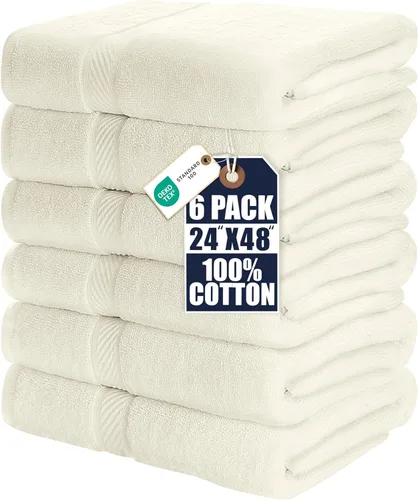Utopia Towels Juego de 6 toallas de baño (24 x 48 pulgadas), 100% algodón hilado en anillo de 500 GSM, medianas, ligeras y altamente absorbentes, de