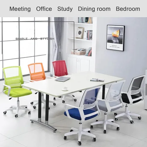 Miniatura 7 de Home Mesh Back Swivel Chair with Padded Seat and 360° Swivel - Computer Desk Chair with Arms - Adjustable Task Chair for Office - White Mesh Task