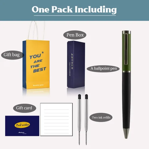 Miniatura 6 de Ancolo Juego de bolígrafos personalizados de regalo de oficina con caja para bolígrafos, tarjeta de regalo, cuerpo de metal grabado con tu mensaje
