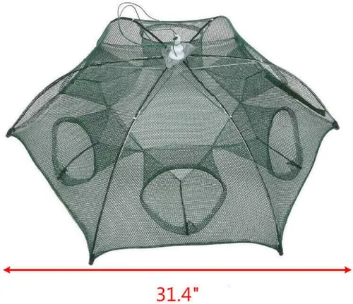 Miniatura 6 de Cebo de pesca Trampa plegable para red de cangrejo Jaula de inmersión fundido Pescado Minnow cangrejo camarón