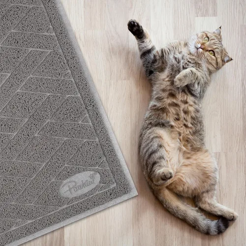 Miniatura 2 de Pawkin Tapete de arena para gatos, Jumbo XXL, 4 x 3 pies, se adapta a dos cajas de arena o cobertura adicional para una caja, gris