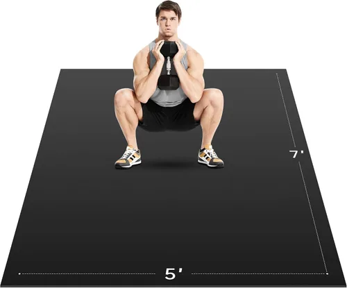 Miniatura 10 de Tapete de ejercicio extra grande, 10’ x 6’/ 8’ x 6’/ 7’ x 5’/ 6’ x 4’ - 7 mm de espesor, tapete de entrenamiento para gimnasio en casa, tapete