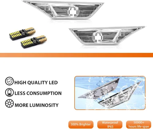 Miniatura 2 de Juego de luces indicadoras de giro de faros laterales delanteros LED ámbar con lente transparente ADIIL Compatible con Honda Civic 10ª