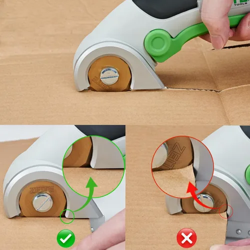 Miniatura 7 de ZEITE Tijeras inalámbricas de 4V, cortador eléctrico de cajas de cartón con cuchillas HSS recubiertas de titanio, ideal para cortar cuero, alfombra