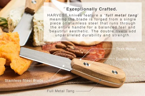 Miniatura 8 de Harvest - Juego de cuchillos de queso de 6 piezas (listos para regalar) – Cuchillos de queso de acero inoxidable de alta calidad con remaches