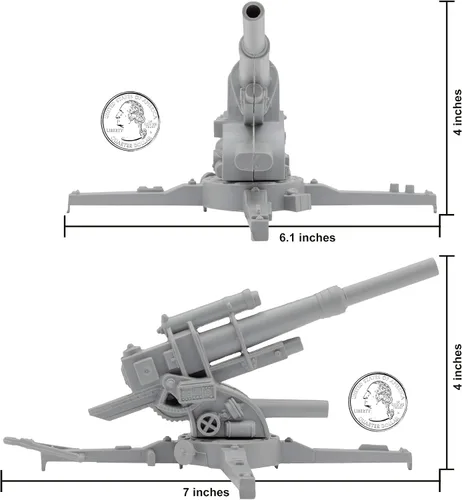 Miniatura 2 de BMC Classic WW2 Alemán 3.465 in Artillería - 2 piezas de plástico gris ejército hombres accesorios