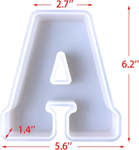 Miniatura 3 de Molde de silicona para letras del alfabeto inglés de 6 pulgadas, 26 unidades, molde de fundición de resina en mayúscula y letra grande