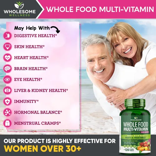 Miniatura 3 de Whole Food Multivitamínico para mujeres – Multi Vitaminas, Minerales, Extractos Orgánicos – Vegano Vegetariano – Mejor para la Energía Diaria