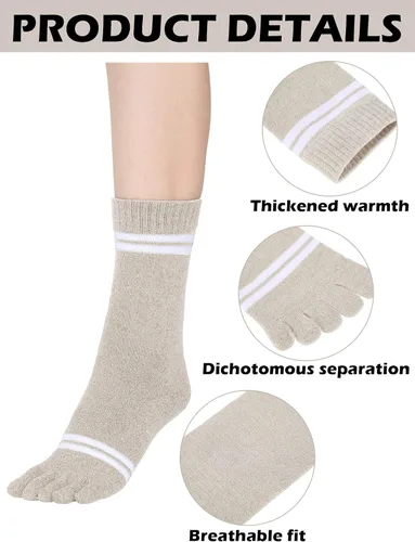 Miniatura 5 de Bencailor 4 pares de calcetines de cinco dedos de algodón para mujer, calcetines atléticos para correr, largo dividido, calcetines tobilleros