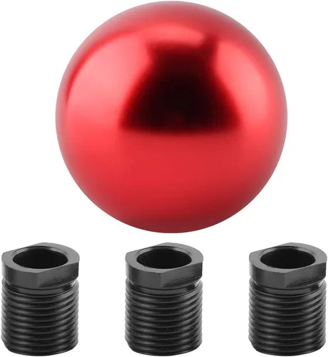 Miniatura 10 de Fydun Pomo de cambio universal negro con forma de bola redonda cabeza de cambio manual con 3 adaptadores