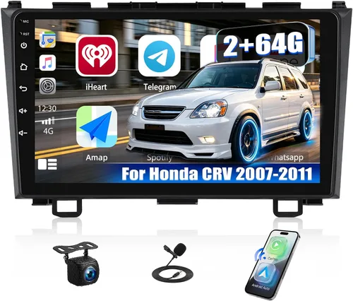 4 núcleos+64G Android 15 para Honda CRV 2007-2011 Radio de coche estéreo con A-pple inalámbrico CarPlay Android Auto WiFi GPS, pantalla táctil de 9
