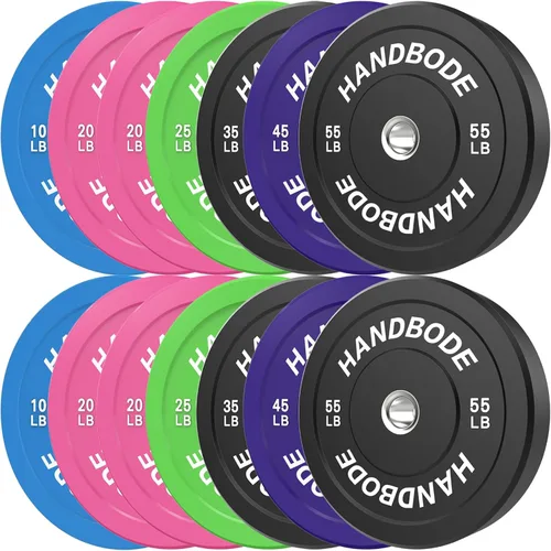 Miniatura 31 de HANDBODE Juego de discos de peso de 2 pulgadas de alto rebote, juego de discos olímpicos de 45/100/160/190/260/300 libras, juego de discos