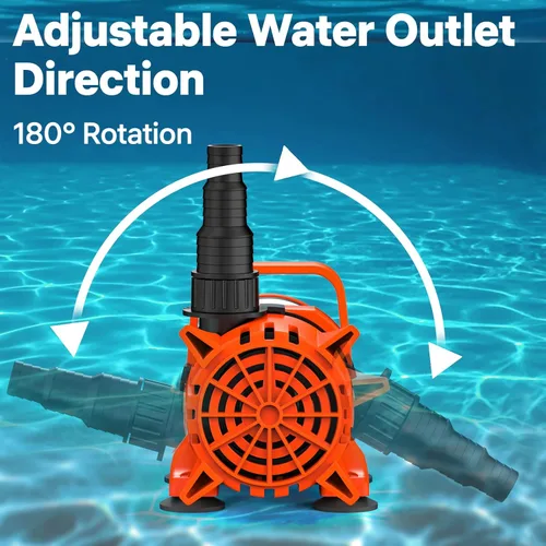 Miniatura 4 de DOKO Bomba de agua sumergible de 3100 GPH, bomba de estanque ajustable de 180° con cable de alimentación de 20 pies, bomba de acuario ultra