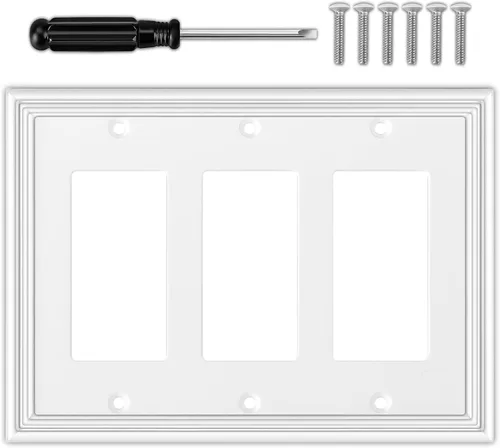 Miniatura 7 de Cubiertas de interruptor de luz blancas decorativas de un solo espacio en blanco para placas de pared, cubiertas de enchufe de placas de interruptor