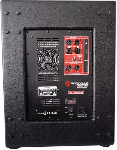 Miniatura 3 de Rockville Subwoofer RBG15FA de 2400 W con alimentación activa, 15 pulgadas, diseño de bocina plegada, 600 W RMS, alta salida SPL, para DJs y eventos