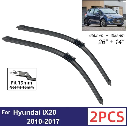 Miniatura 2 de Car Wiper Compatible with Hyundai IX20 2010-2017 Front Wiper Blades Soft Rubber Windscreen Wipers Auto Windshield 26" 14" 650mm 350mm (Color : 2 PCS)