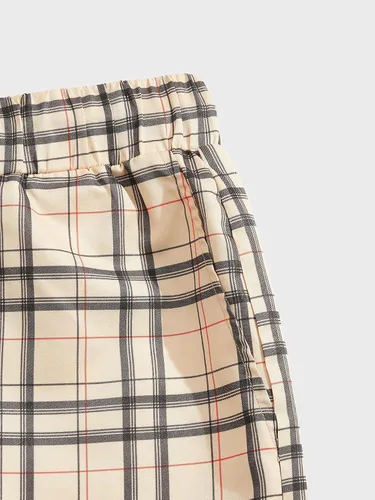 Miniatura 5 de GORGLITTER Conjunto deportivo casual de manga corta con estampado a cuadros para hombre