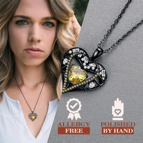Miniatura 82 de Collar de cristal de 5 corazones, chapado en oro rosa de 18 quilates, colgante con cadena de plata de ley 925 de 18 + 2 pulgadas, joyería de piedra
