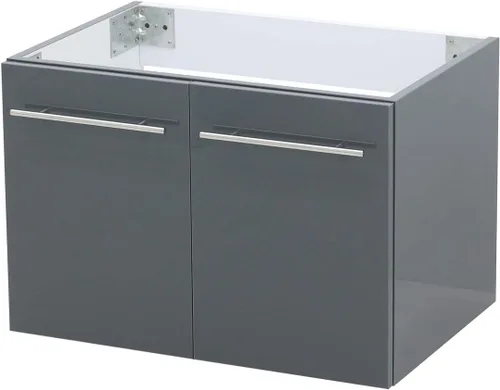 Miniatura 2 de Juego de lavabo flotante para montaje en pared, tocador gris oscuro brillante, encimera de fregadero integrada blanca, 29.25 pulgadas