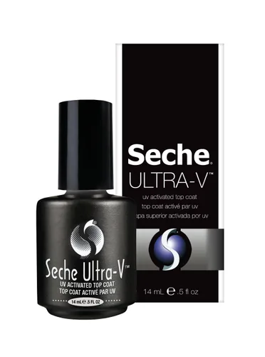 Seche Esmalte de uñas de gel UV Ultra-V, esmalte de uñas de gel transparente, secado rápido y duradero, lámpara de remojo, uso en salón y en el