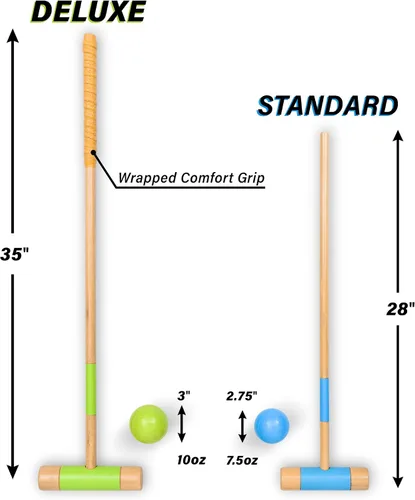 Miniatura 5 de GoSports - Juego de croquet para seis jugadores para adultos y niños, diseño moderno de madera, elige Deluxe (35 pulgadas) o estándar (28 pulgadas)