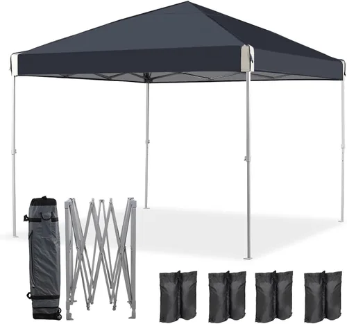 Miniatura 17 de Aoodor Tienda de campaña desplegable de 10 x 10 pies, tela Oxford 210D resistente al agua, sombra instantánea portátil, fácil montaje, kiosco