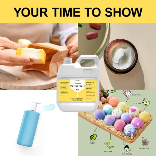 Miniatura 3 de Polisorbato 80 de 12 onzas para bombas de baño, polisorbato 80 de alta calidad (oleato de orbitán), 100% puro, grado cosmético, suave con la piel