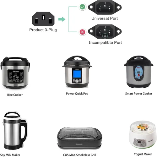 Miniatura 2 de Cable de alimentación de repuesto de 3 pies para olla a presión eléctrica de olla instantánea, freidora de aire, olla arrocera, olla rápida