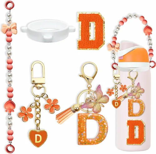Miniatura 7 de Lindo Juego de Dijes de Letras para Botella de Agua Owala de 24oz, 32oz, 40oz, Owala Kids y Vaso de Café, FreeSip – Incluye Correa con Asa, para Rosa