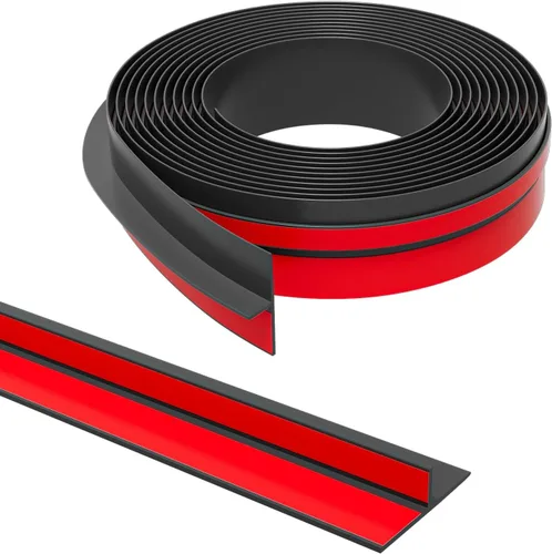 Elvone Tope de puerta en forma de T, tira de sellado de silicona de 1.37 pulgadas x 20 pies para huecos de ventanas, burlete para ducha, color negro