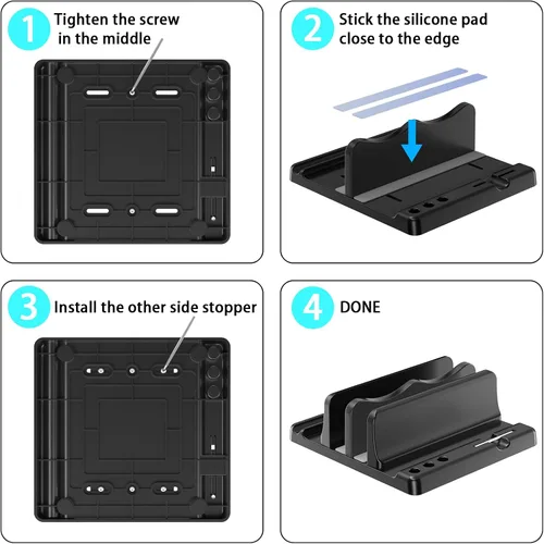 Miniatura 7 de Soporte vertical para laptop, soporte vertical de plástico ABS ajustable para laptop, ahorro de espacio 4 en 1, compatible con todos los MacBook Pro