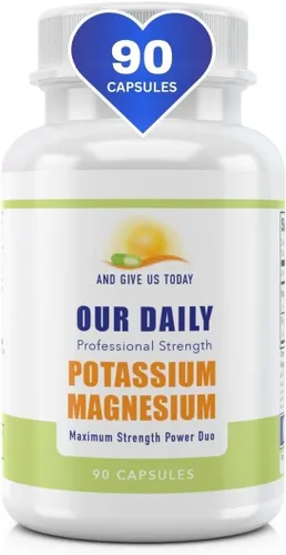 Our Daily Vites Complejo de magnesio y potasio 90 cápsulas Suplemento de alta absorción de óxido de aspartato de magnesio Apoyo a la salud vascular
