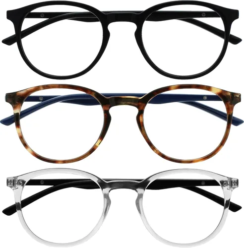 Miniatura 27 de OPULIZE MET - Lentes de lectura con bloqueo de luz azul para mujeres y hombres, marco redondo delgado con bisagras de resorte, resistentes a los 1