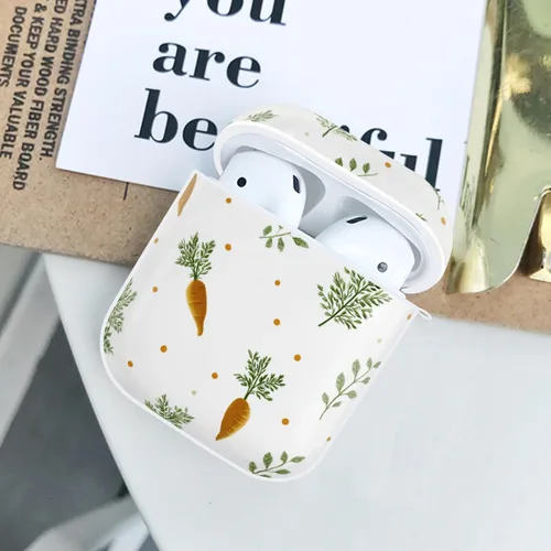 Miniatura 5 de Funda de zanahorias naranjas para Airpod 2/1 con llavero de protección completa de plástico accesorios para la piel para mujeres y hombres