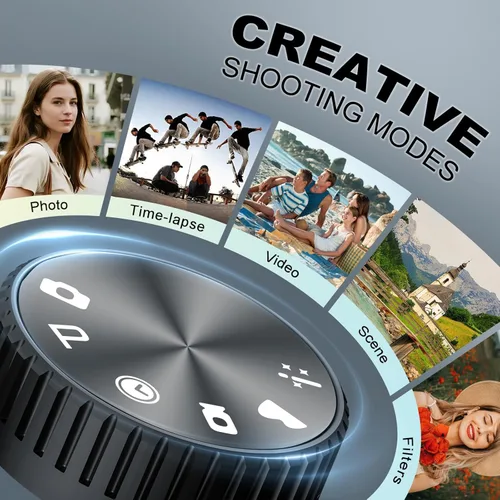 Miniatura 6 de Cámaras digitales 8K para fotografía, cámara de vlogging de 64MP con pantalla abatible de 180°, 2 baterías, tarjeta TF de 64 GB, zoom de 16X, WiFi