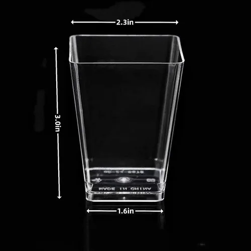 Miniatura 2 de Tazas de postre transparentes cuadradas de 5 onzas (50 tazas de postre + 50 cucharas)