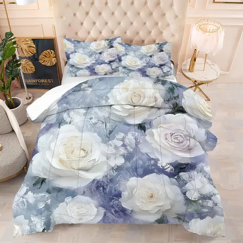 Miniatura 10 de Blue Wavy Stripes Comforter Set Twin Size 3D Optical Illusion Ocean Wave Bedding Set with 1 Pillowcase & 1 Comforter, Soft Geometric Blue White Bed