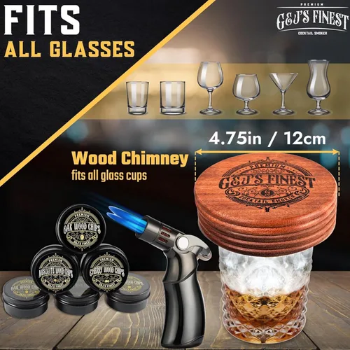 Miniatura 3 de Kit ahumador para whisky Kit ahumador para cócteles Kit ahumador para bourbon Kit ahumador para cócteles a la antigua con antorcha de cuatro