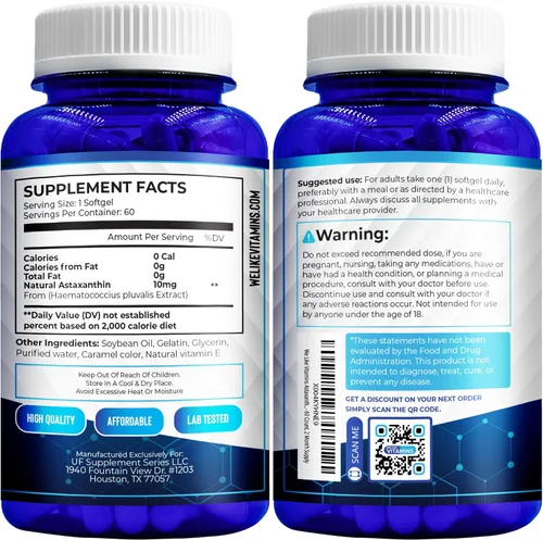 Miniatura 7 de We Like Vitamins Astaxantina 10 mg Softgel – Suplementos de astaxantina altamente potentes de Haematococcus Pluvialis – Mejora los ojos