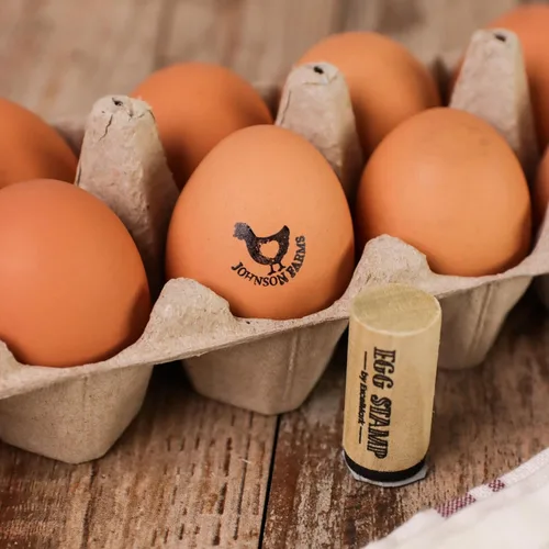Miniatura 2 de ExcelMark Sello de huevo - Sello de goma personalizado para huevos - Granja de pollos (diseño 3)